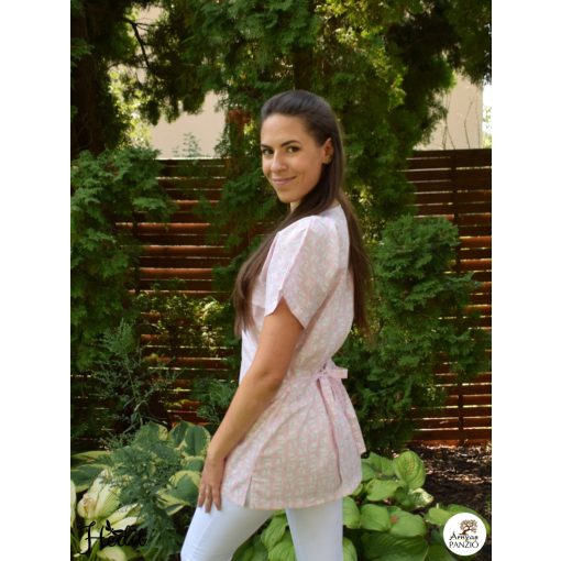 Ági tunika - Ružová, mačička -  XL