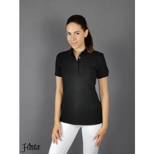 Čierne dámske tričko s golierom -  XL