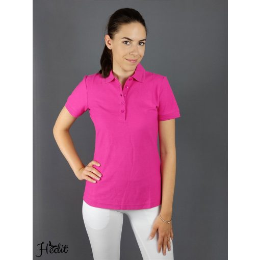 Fuxia dámske tričko s golierom -  XXL