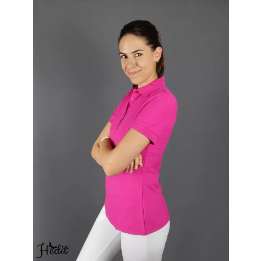 Fuxia dámske tričko s golierom -  L