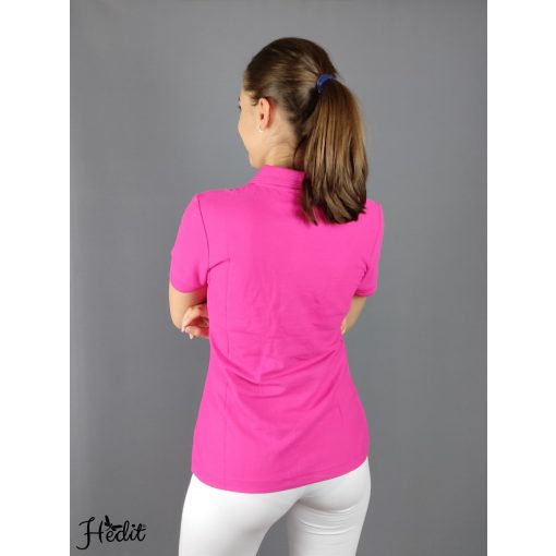 Fuxia dámske tričko s golierom -  XL