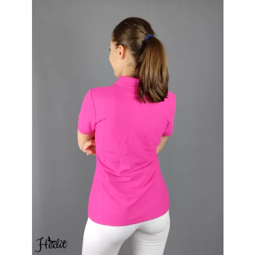 Fuxia dámske tričko s golierom -  XS